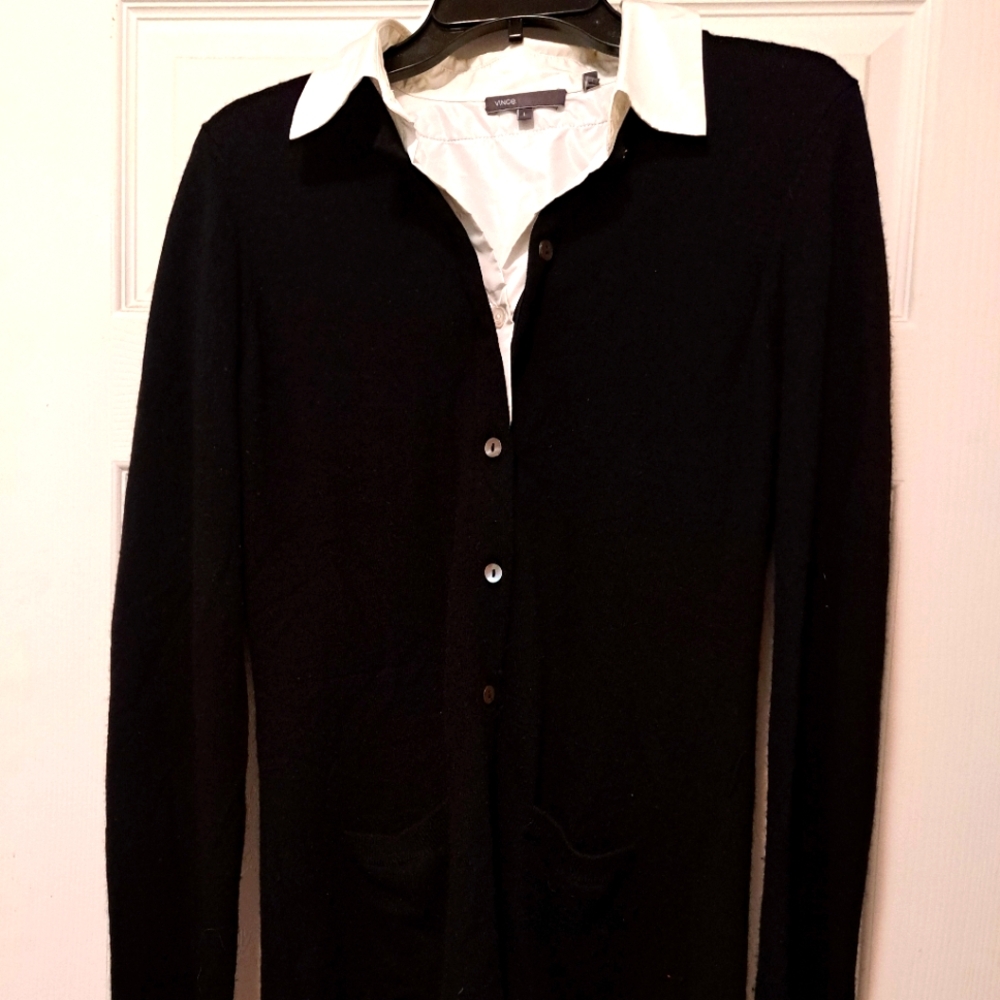 Vince Black Cardigan with collar
